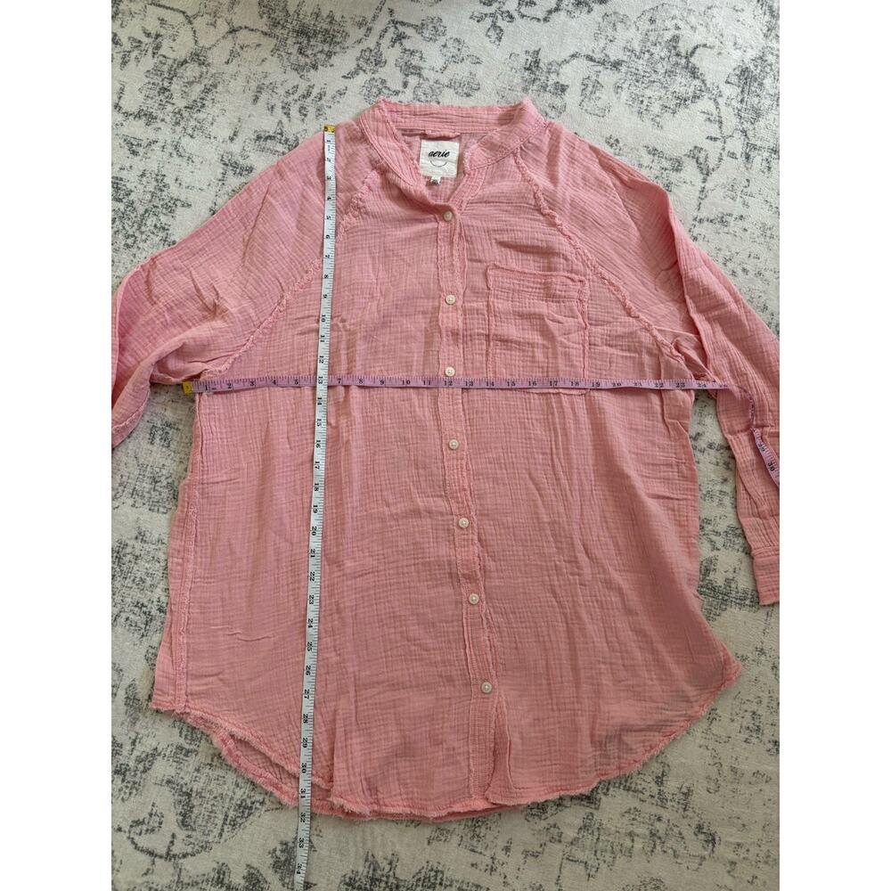 Aerie Pool-To-Party Cover Up Button Pink Size Small Oversized Lagenlook Beach - Picture 10 of 10